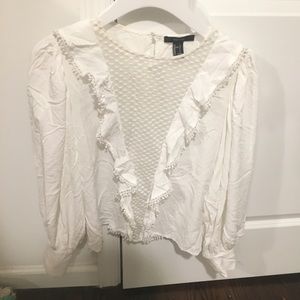 Forever 21 white lace poof sleeve top